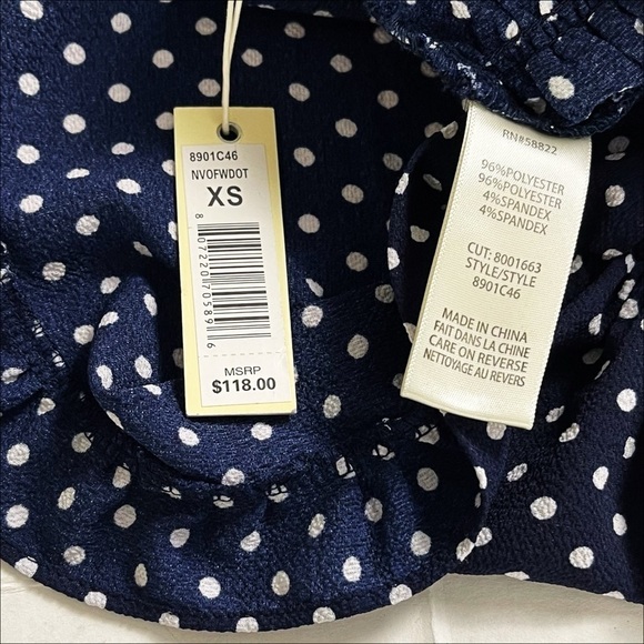 ✨NEW!✨ MAX STUDIO Women's Blue V-neck Polka Dot Shirred Waist Jumpsuit - XS - Picture 8 of 10